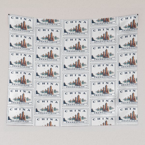 Item preview, Vintage China Zhangjiajie Avatar Mountains Postage Stamp Vector designed and sold by Shutter-Dragon.