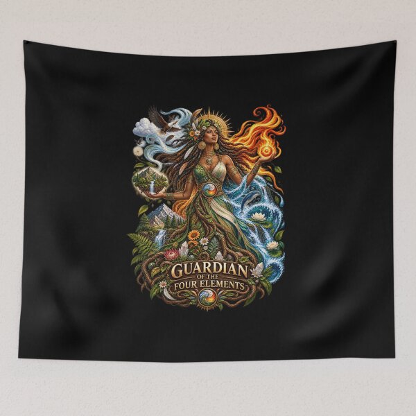 Item preview, Guardian of the Four Elements | Mother Nature Art | Sacred Elemental Goddess designed and sold by 'VARI'.