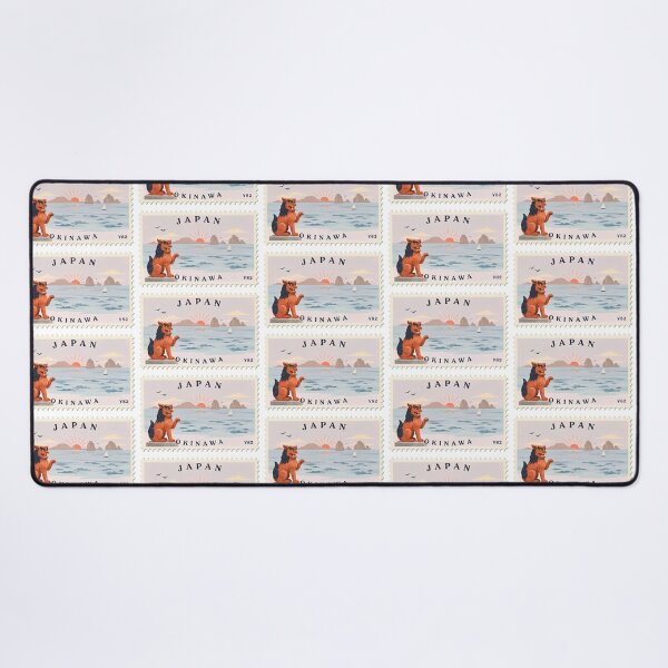 Item preview, Vintage Japan Okinawa Shisa Lion Sunset Beach Postage Stamp Vector designed and sold by Shutter-Dragon.