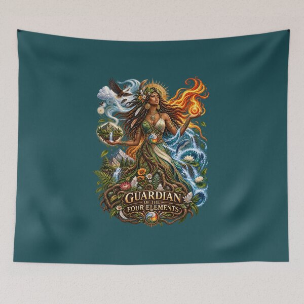 Item preview, Guardian of the Four Elements | Mother Nature Art | Sacred Elemental Goddess designed and sold by 'VARI'.