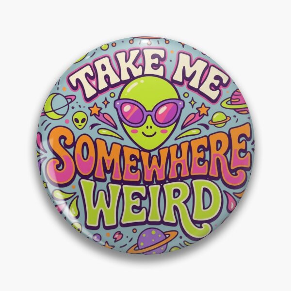 Item preview, Take Me Somewhere Weird Cute Alien UFO Psychedelic designed and sold by RajDeals.