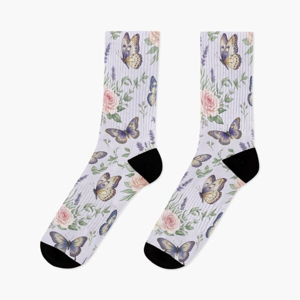 Item preview, Watercolor Lavender Butterfly Floral Seamless Pattern designed and sold by ShivCraftStudio.