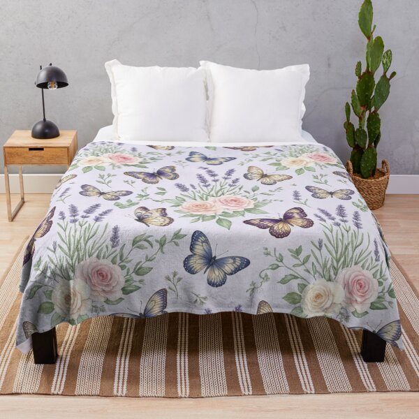 Item preview, Watercolor Lavender Butterfly Floral Seamless Pattern designed and sold by ShivCraftStudio.