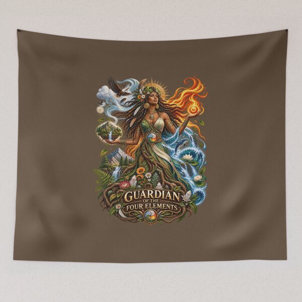 Item preview, Guardian of the Four Elements | Mother Nature Art | Sacred Elemental Goddess designed and sold by 'VARI'.