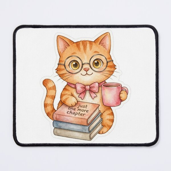 Item preview, Just One More Chapter - Cute Bookish Cat With Coffee - Simple Version designed and sold by Fatma Creates.