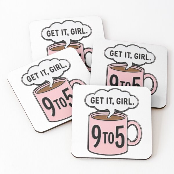 Item preview, Get It Girl 9 To 5 Pink Coffee Mug Enamel Pin Graphic Working Woman Morning Caffeine Humor designed and sold by raedattia.