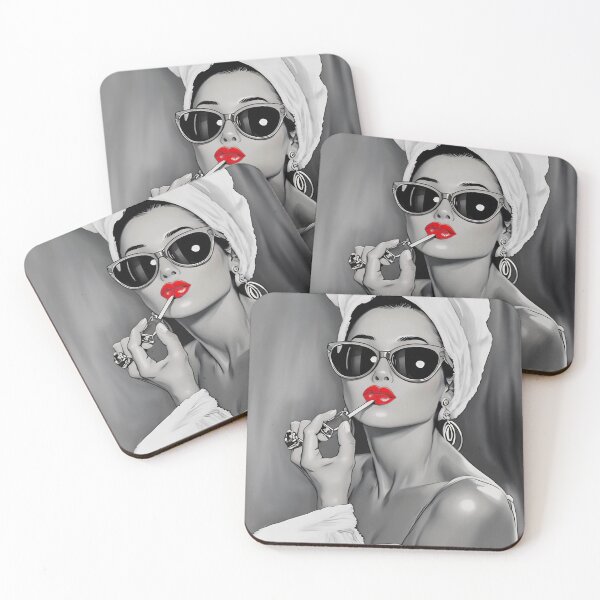 Item preview, Audrey Applying Red Lipstick designed and sold by ARTAFACT.