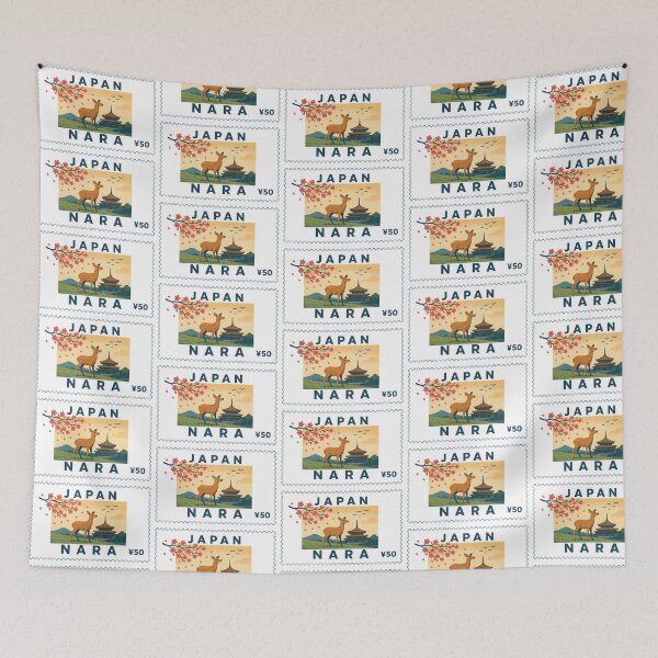 Item preview, Vintage Japan Nara Park Sacred Deer Cherry Blossom Postage Stamp Vector designed and sold by Shutter-Dragon.