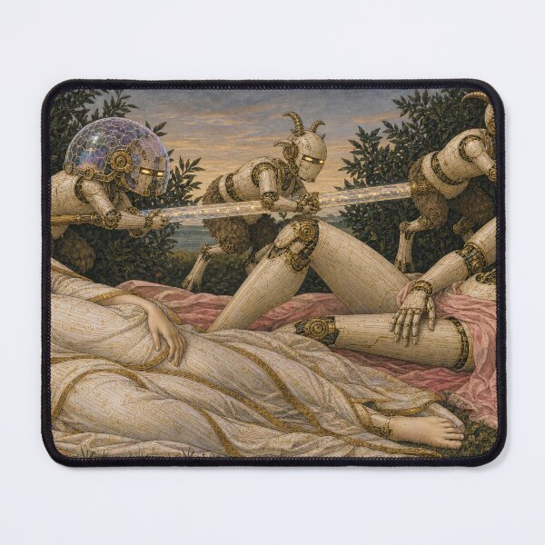 Item preview, Venus and Mars AI Love Story Cyber Renaissance Art Print designed and sold by DMarquiseArt.