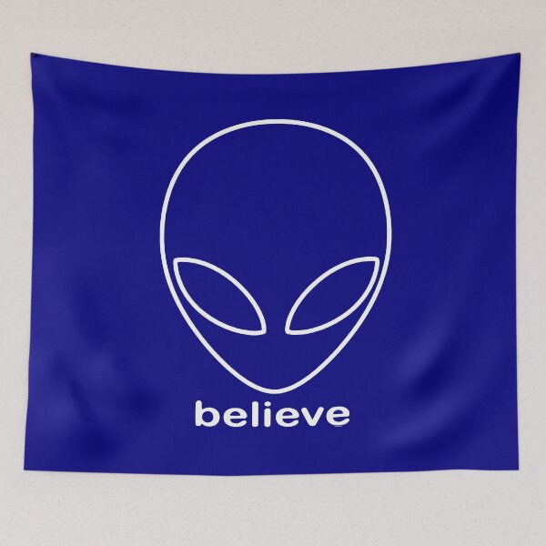 Item preview, Alien Believe Retro Sci Fi Minimalist Graphic - White designed and sold by VoglR.