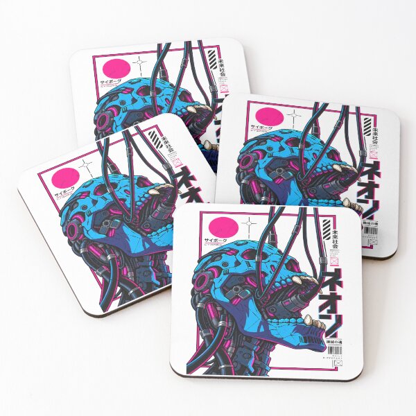 Item preview, Cyberpunk Cyborg Skull – Neon Japanese Future designed and sold by InfiniteOrbit.