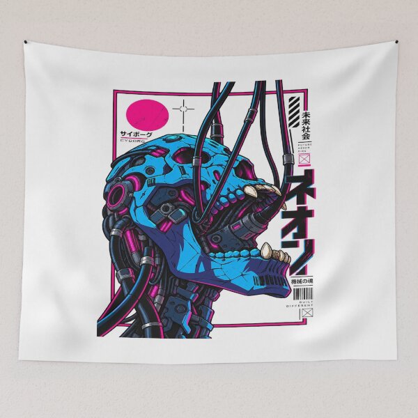 Item preview, Cyberpunk Cyborg Skull – Neon Japanese Future designed and sold by SupplyCode.