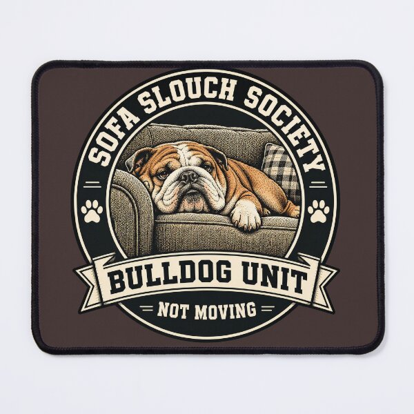 Item preview, Sofa Slouch Society - Bulldog Unit - Not Moving/Funny English Bulldog Badge Logo designed and sold by Halejo68.