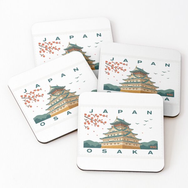 Artikelvorschau, Vintage Japan Osaka Castle Cherry Blossom Post Stamp Vector entworfen und verkauft von Shutter-Dragon.