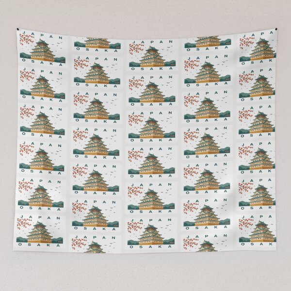 Item preview, Vintage Japan Osaka Castle Cherry Blossom Postage Stamp Vector designed and sold by Shutter-Dragon.