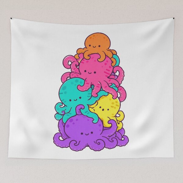 Item preview, Octopus Tower – Five Colorful Sea Friends with Curled Arms designed and sold by AliveStyle.