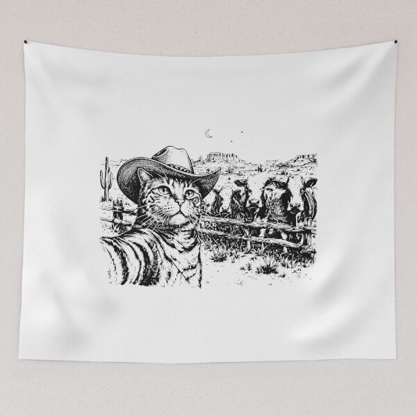 Item preview, Cowboy Cat With Cigar And Cows designed and sold by notajojosfan.