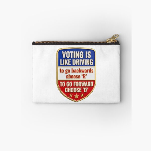 Item preview, Voting Is Like Driving Choose D To Go Forward Democrat Political Satire Badge Emblem designed and sold by raedattia.