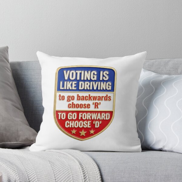 Item preview, Voting Is Like Driving Choose D To Go Forward Democrat Political Satire Badge Emblem designed and sold by raedattia.