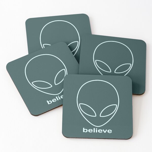 Item preview, Alien Believe Retro Sci Fi Minimalist Graphic - Light Cyan designed and sold by VoglR.