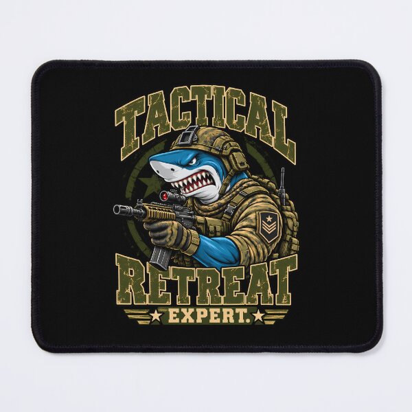 Item preview, Tactical Retreat Expert Funny Shark Military T-Shirt designed and sold by TeeVex.