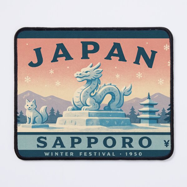 Item preview, Vintage Japan Sapporo Snow Festival Dragon Sculpture Postage Stamp Vector designed and sold by Shutter-Dragon.