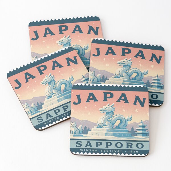 Item preview, Vintage Japan Sapporo Snow Festival Dragon Sculpture Postage Stamp Vector designed and sold by Shutter-Dragon.