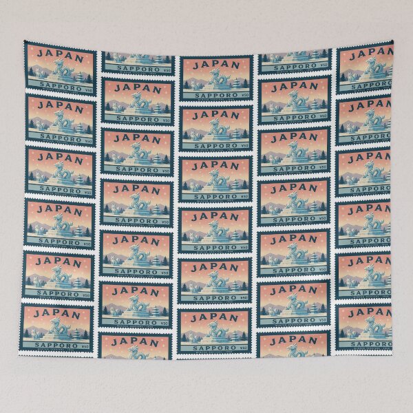 Item preview, Vintage Japan Sapporo Snow Festival Dragon Sculpture Postage Stamp Vector designed and sold by Shutter-Dragon.