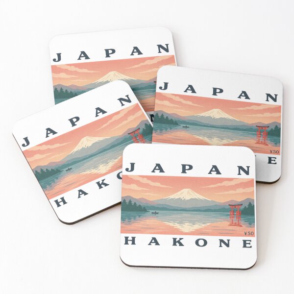 Item preview, Vintage Japan Hakone Lake Ashi Mount Fuji Postage Stamp Vector designed and sold by Shutter-Dragon.