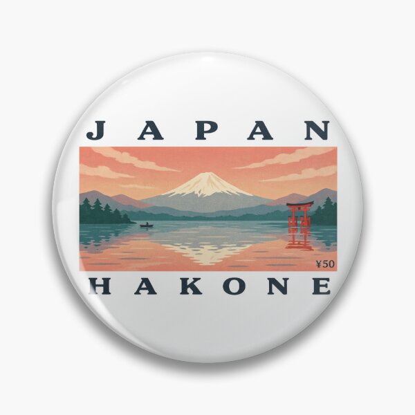Item preview, Vintage Japan Hakone Lake Ashi Mount Fuji Postage Stamp Vector designed and sold by Shutter-Dragon.