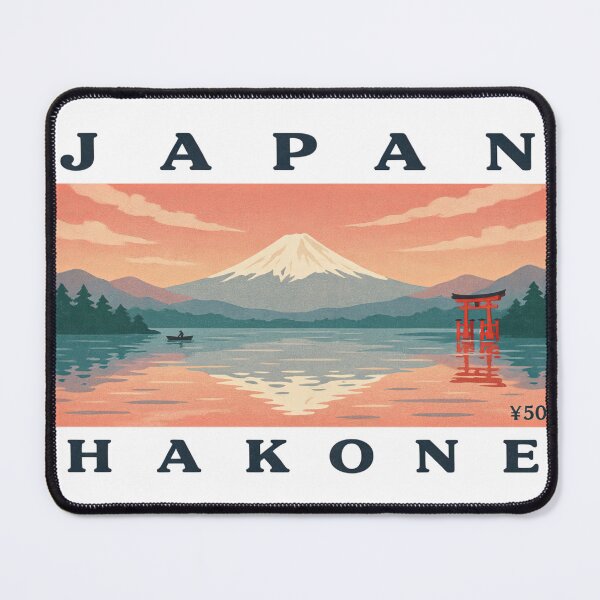 Item preview, Vintage Japan Hakone Lake Ashi Mount Fuji Postage Stamp Vector designed and sold by Shutter-Dragon.