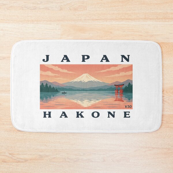 Item preview, Vintage Japan Hakone Lake Ashi Mount Fuji Postage Stamp Vector designed and sold by Shutter-Dragon.