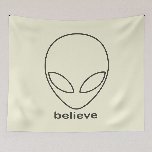 Item preview, Alien Believe Retro Sci Fi Minimalist Graphic - Black designed and sold by VoglR.