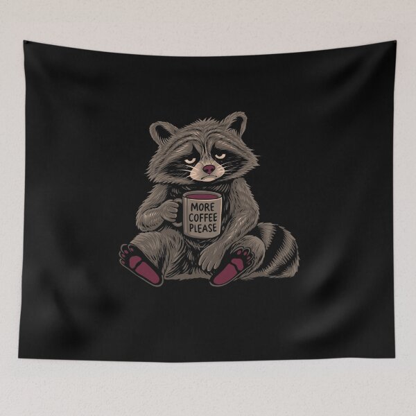 Item preview, More Coffee Please Sleepy Raccoon designed and sold by Detllustration_STD.