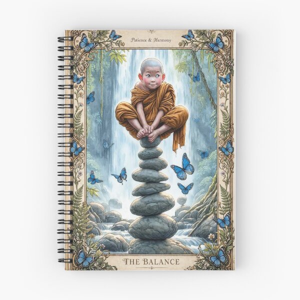 Item preview, The Balance Tarot Card XIV - Patience & Harmony, Cute Monk Zen Art designed and sold by ExpressoJungle.