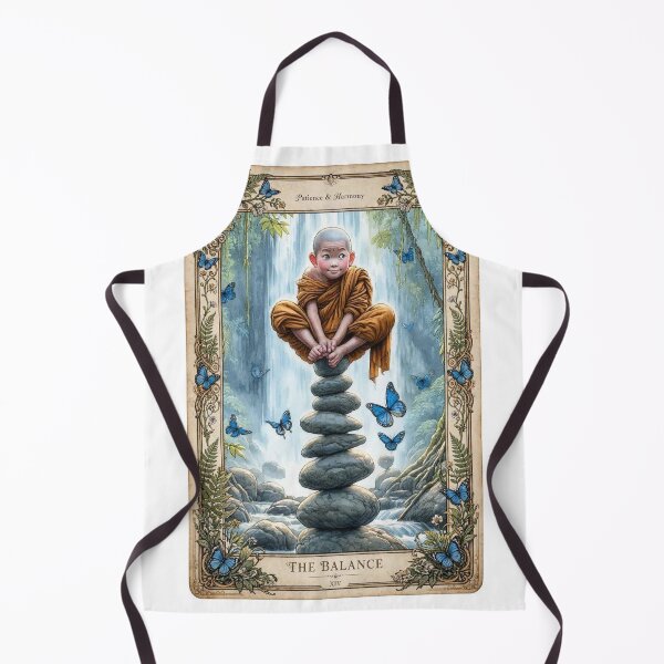 Item preview, The Balance Tarot Card XIV - Patience & Harmony, Cute Monk Zen Art designed and sold by ExpressoJungle.