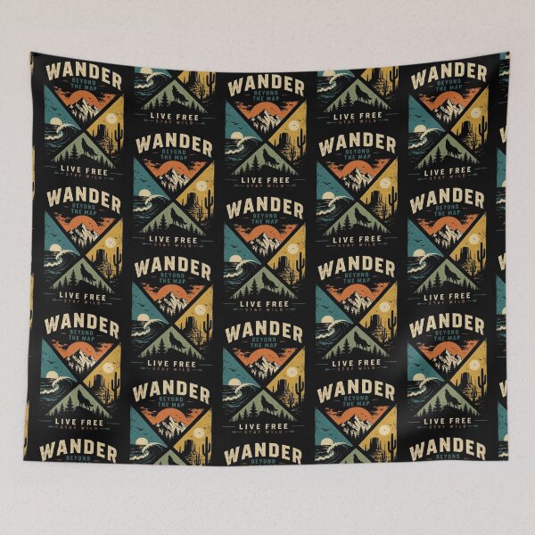 Item preview, Wander Beyond The Map Vintage Outdoor Nature Adventure designed and sold by Dogandesighn.