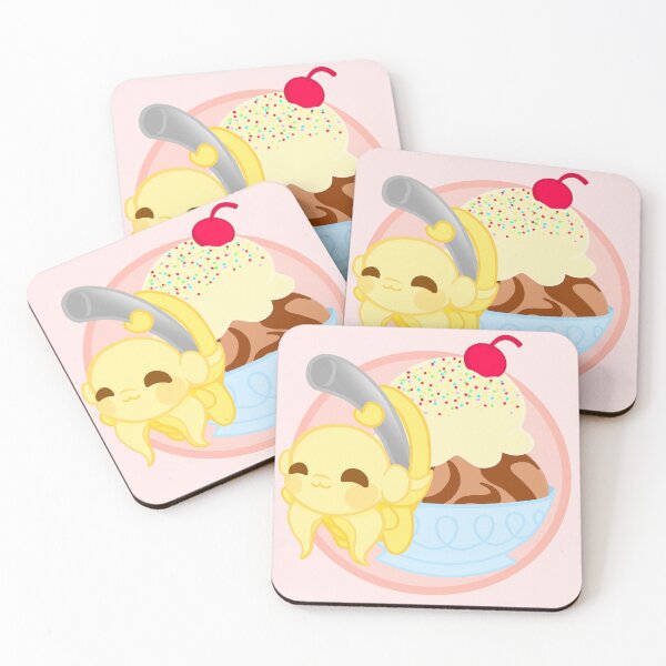 Item preview, Ice cream with cute banana monkey pink background designed and sold by Passerby Banana.