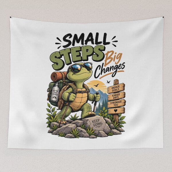 Item preview, Small Steps Big Changes Funny Motivational Turtle Hiking Adventure designed and sold by BDLuck2021.
