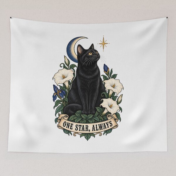 Item preview, One Star Always Mystic Black Cat Art designed and sold by Old's Cool Cat Studio.