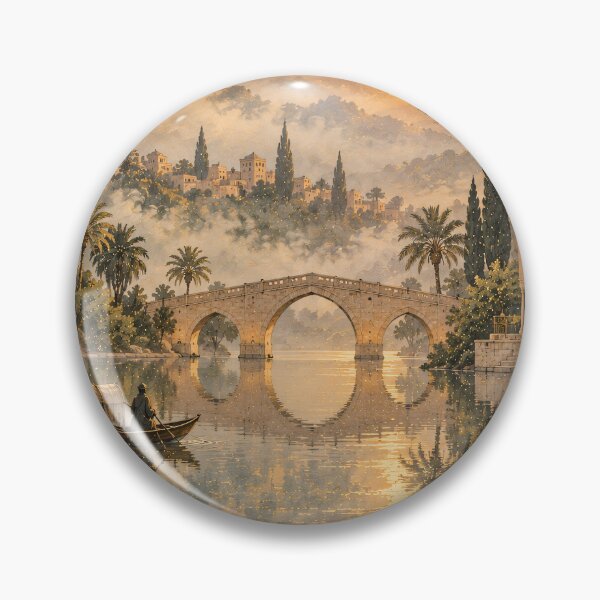 Item preview, Boho Sunset River Landscape Oil Painting Golden designed and sold by Jozefin's Studio.