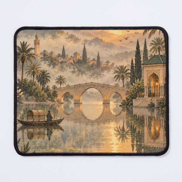 Item preview, Boho Sunset River Landscape Oil Painting Golden designed and sold by Jozefin's Studio.