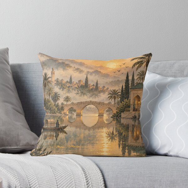 Item preview, Boho Sunset River Landscape Oil Painting Golden designed and sold by Jozefin's Studio.