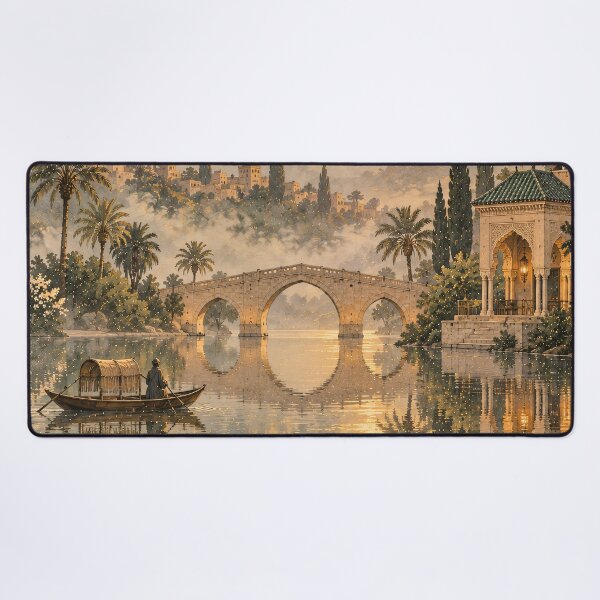 Item preview, Boho Sunset River Landscape Oil Painting Golden designed and sold by Jozefin's Studio.