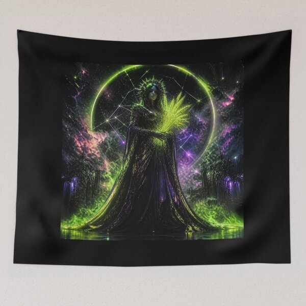 Item preview, Cyberpunk Virgo Zodiac - Neon Gothic Mechanical Maiden designed and sold by LazyDayzCo.