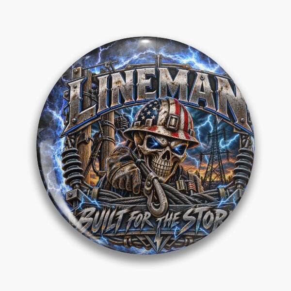 Item preview, Lineman Built for the Storm – Powerline Worker Skull designed and sold by artistwill.