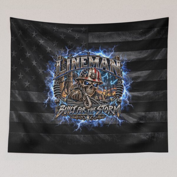 Item preview, Lineman Built for the Storm – Powerline Worker Skull designed and sold by artistwill.