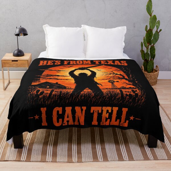 Item preview, He'S From Texas I Can Tell Chainsaw Horror Halloween Graphic designed and sold by darriahad.