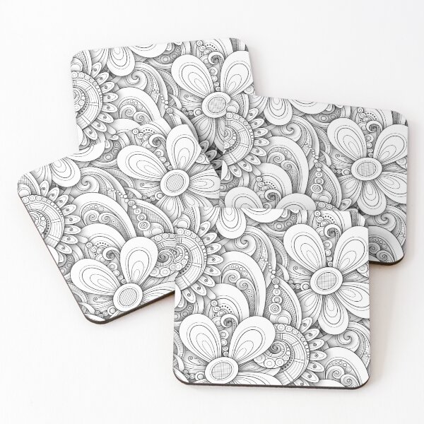 Item preview, Monochrome Seamless Pattern with Floral Motifs designed and sold by lissantee.
