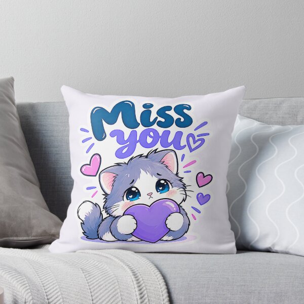 Item preview, Cute Cat Miss You Sticker – Kawaii Heart Cat Emotional Sticker designed and sold by Pransis_Diginer_26.